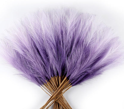 20Pcs Navy Blue Gradient and White Faux Pampas Grass Decor, 21.7"" Pompas Grass Flower Arrangement and Vase Filler for Boho Home Wedding Decoration, Black