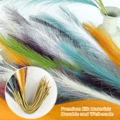 Pampas Grass Decor 30 Pcs 21.7 Inch Faux Brown Pampas Grass Bulk Artificial Dried Flowers Small Vase Filler Pompas Grass.