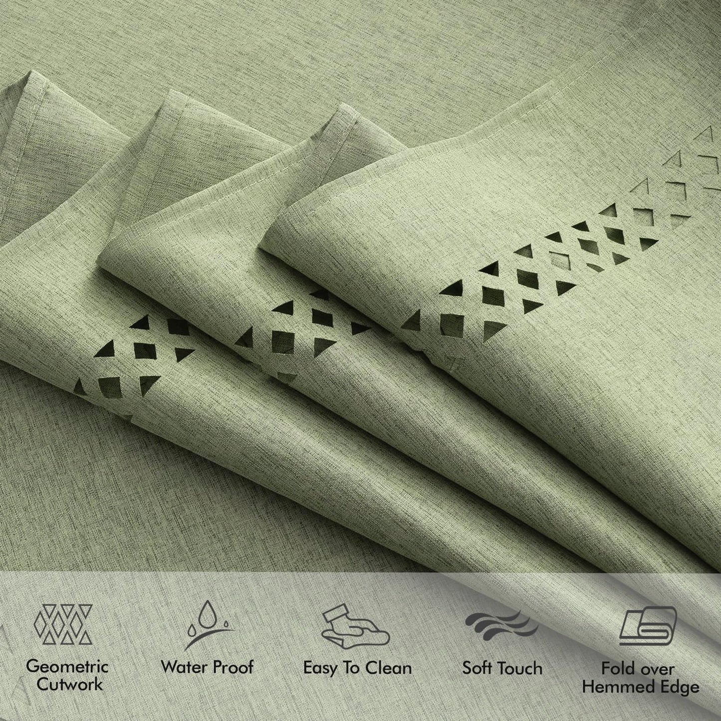 MIULEE Beige Rectangle Linen Polyester Tablecloth with Decorative Cutouts Spring Waterproof Stain Resistant & Shrink-Proof Table Cloth 52x70 inch Farmhouse Style for Dining Wedding and Outdoor