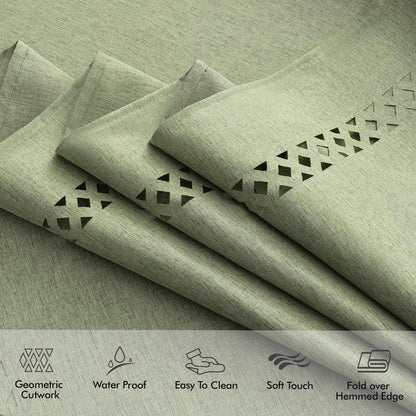 MIULEE Beige Rectangle Linen Polyester Tablecloth with Decorative Cutouts Spring Waterproof Stain Resistant & Shrink-Proof Table Cloth 52x70 inch Farmhouse Style for Dining Wedding and Outdoor