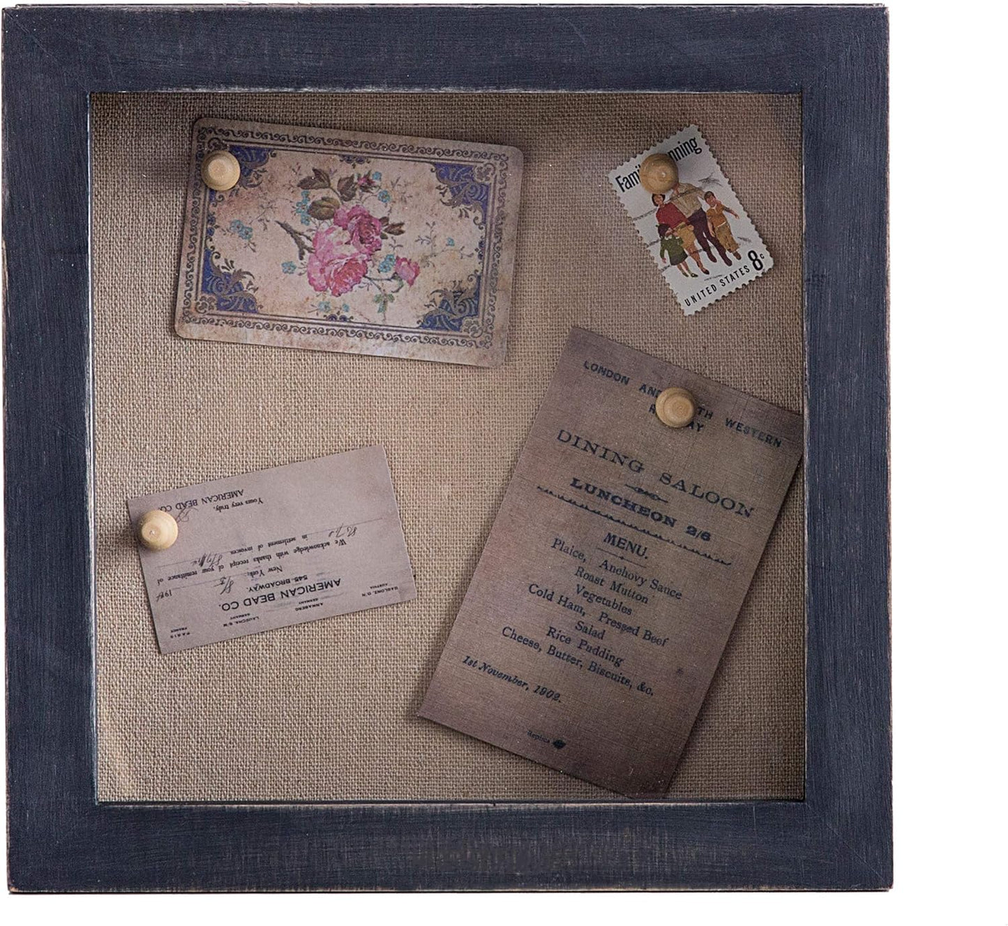 Freezing point Shadow Box Frame 8x8 Shadow Boxes Display Case with Linen Back Memorabilia Awards Medals Bouquet Photos Picture Badge Wedding Memory Box for Keepsakes Carbonized Small Pin Board