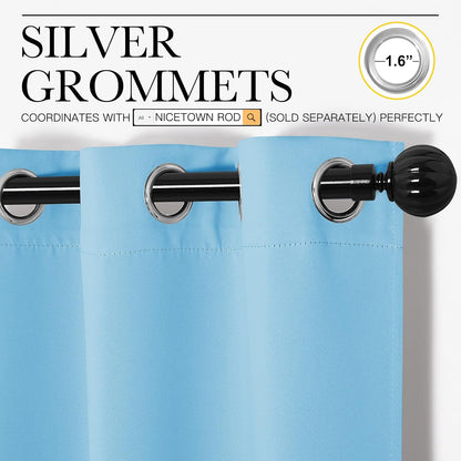 NICETOWN Halloween Pitch Black Solid Thermal Insulated Grommet Blackout Curtains/Drapes for Bedroom Window (2 Panels, 42 inches Wide by 63 inches Long, Black) - Colors B