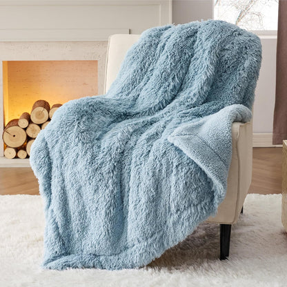 Bedsure GentleSoft Fluffy Fuzzy Faux Fur Throw Blanket for Couch, Soft Sherpa Fleece Cozy Gifts for Women, Plush Bed Blanket Room Decor for Men, Thick Warm Minky Teen Gifts Winter Bedding
