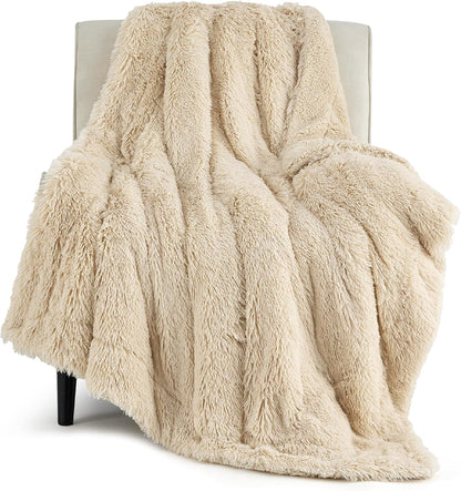 Bedsure GentleSoft Fluffy Fuzzy Faux Fur Throw Blanket for Couch, Soft Sherpa Fleece Cozy Gifts for Women, Plush Bed Blanket Room Decor for Men, Thick Warm Minky Teen Gifts Winter Bedding
