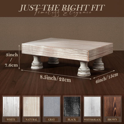 EOSAHR Farmhouse Riser for Room Decor : Decorative Pedestal Stand For Display Your Home Decorations and Uniquely Soap Stand - Rustic Bathroom Counter Tray and Kitchen Decor (Natural Wood)