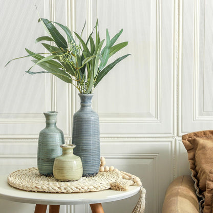 Ceramic Vase Set of 3 | Neutral Vase Home Decor with Handle | Pottery Modern Farmhouse Vases Pampas Grass Flower Vases for Home Decor Table Living Room Centerpieces Mantel Decor - Multicolor
