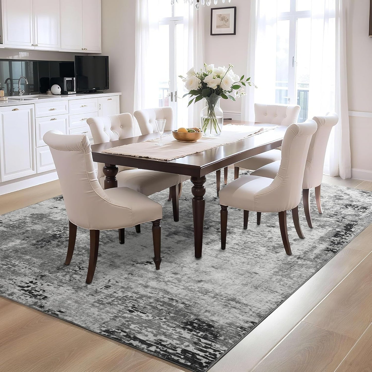 Ompaa 2x6 Rug Runners for Hallways Kitchen Runner Rug Non Slip Washable Grey Long Runner Rugs with Rubber Backing Soft Abstract Carpet Runner for Hallways, Kitchen, Bedroom, Bathroom, Entryway - Colors B