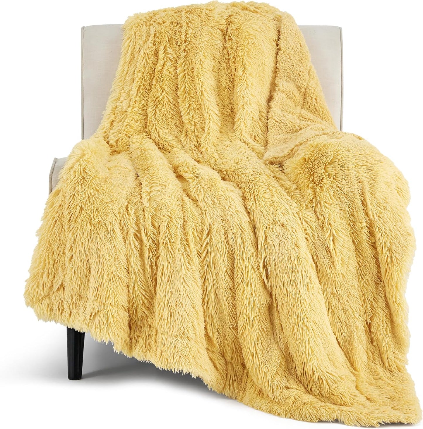Bedsure GentleSoft Fluffy Fuzzy Faux Fur Throw Blanket for Couch, Soft Sherpa Fleece Cozy Gifts for Women, Plush Bed Blanket Room Decor for Men, Thick Warm Minky Teen Gifts Winter Bedding