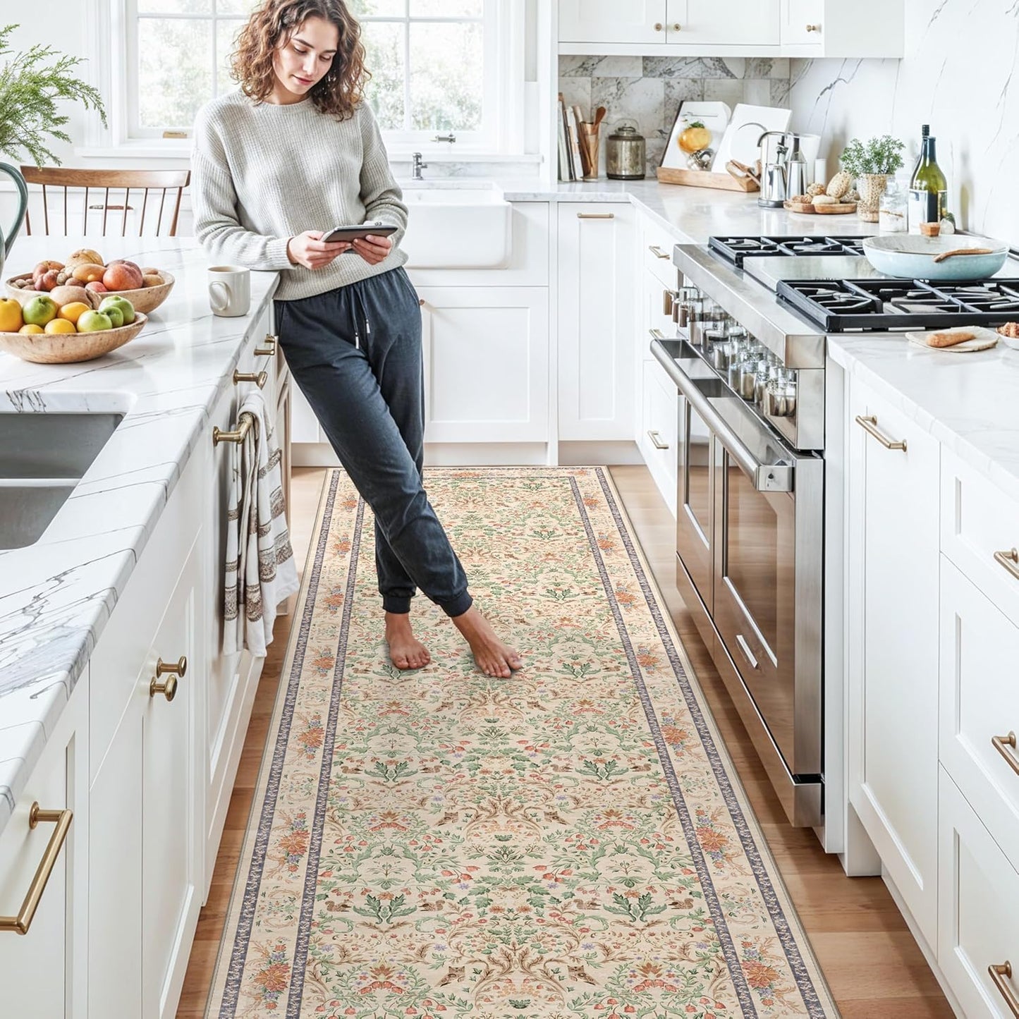 2x3 Washable Non-Slip Area Rug - Soft Low Pile Throw Rug for Kitchen Entryway Bedroom - Modern Indoor Door Mat with Rubber Backing (Beige Grey) - Colors B