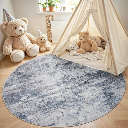 8x10 Area Rugs for Living Room Rug Washable: Abstract Large Rug for Dining Room Bedroom Carpet Non Slip 8 by 10 Indoor Modern Nursery Home Office Blue Grey