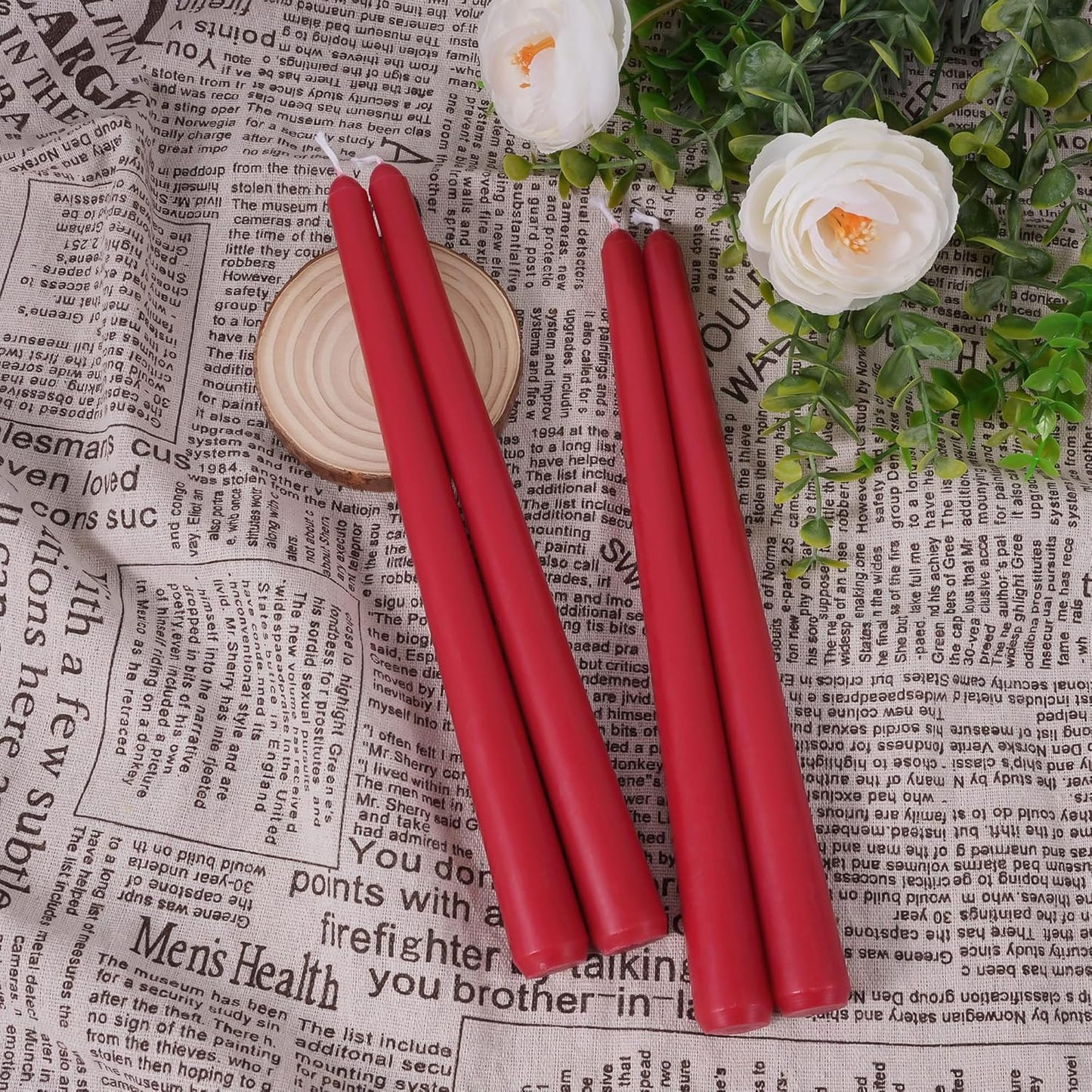 Viyffo Taper Candles, 10 Inch, 4 Pack, Olive Glow – Unscented, Dripless & Smokeless Design, Up to 8 Hour Burn – Long Tall Taper Candlesticks for Wedding, Dinner & Home Decor