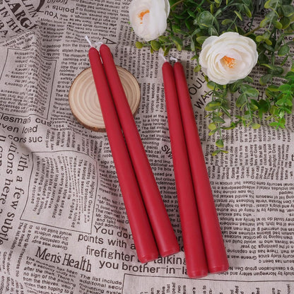 Viyffo Taper Candles, 10 Inch, 4 Pack, Olive Glow – Unscented, Dripless & Smokeless Design, Up to 8 Hour Burn – Long Tall Taper Candlesticks for Wedding, Dinner & Home Decor