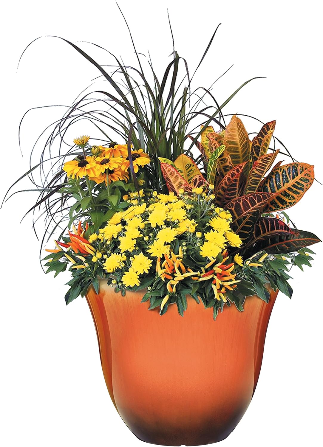 Classic Home and Garden Honeysuckle Resin Planters - Lightweight Indoor & Outdoor Plant Pots - UV-Resistant Plastic Flower Pots - Pot Planters for Flowers & Herbs (15" Tequila Sunrise)