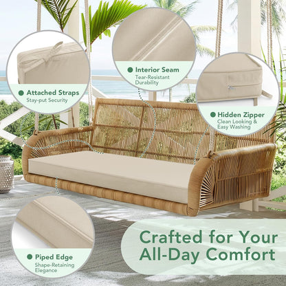 Summsun Outdoor Bench Cushion: Waterproof and Fade Resistant Patio Furniture Cushions - Non-Slip Bench Pad Cushion with Removable Cover for Garden Swing Porch Sofa Settee, 48 x 18 x 3 Inch, Black