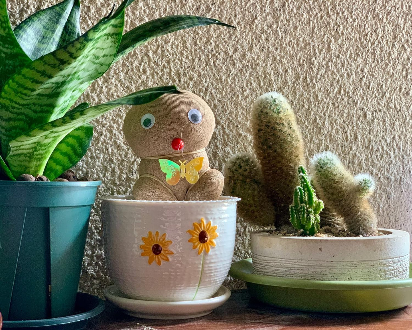 Ton Sin Grey Flower Pots, Texture Planter for Indoor Plants Set of 3 Ceramic Flower Pots with Saucer, Cute Garden Pots Succulent Pots, 6.75/5.6/4.2 Inch, Indoor Outdoor Home Garden Decor