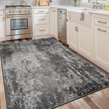 Ompaa 2x6 Rug Runners for Hallways Kitchen Runner Rug Non Slip Washable Grey Long Runner Rugs with Rubber Backing Soft Abstract Carpet Runner for Hallways, Kitchen, Bedroom, Bathroom, Entryway - Colors A