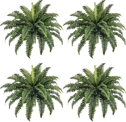 FOREST PRINCE 35" Ferns Artificial Bush Plants Large, 2 Artificial Boston Ferns with 39 Fronds for Outdoors Home Decor