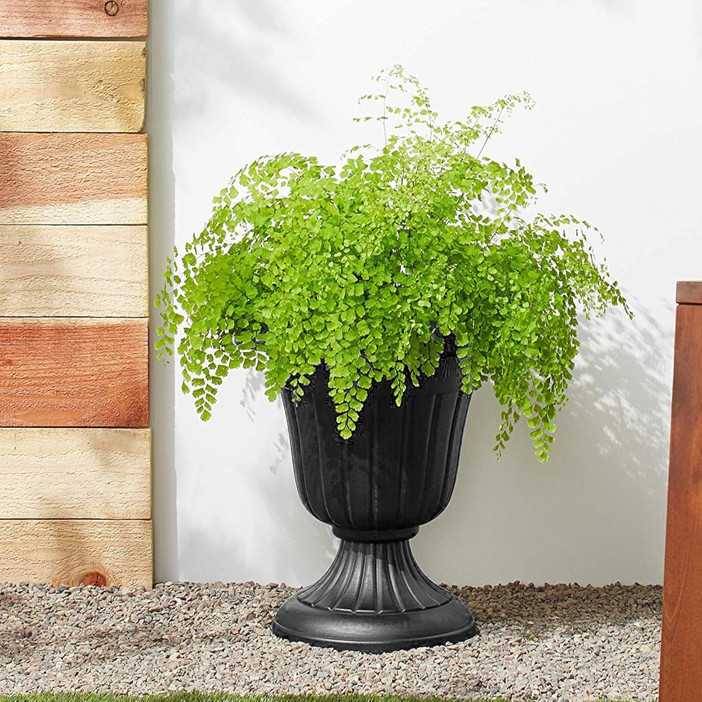 Arcadia Garden Products PL10CP Classic Traditional Plastic Urn Planter Indoor/Outdoor, 15" x 13", Brushed Copper