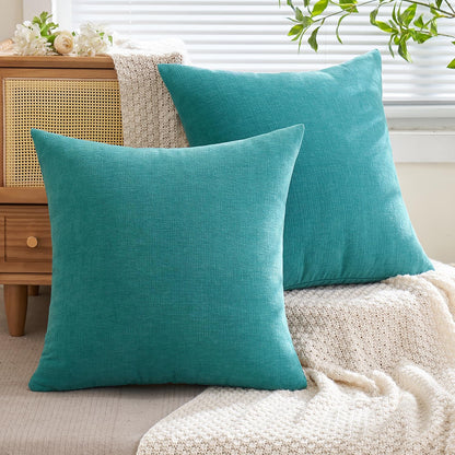 MIULEE Olive Green Couch Pillow Covers 18x18 Inch, Set of 2 Soft Chenille Decorative Square Throw Pillow Covers Farmhouse for Sofa Living Room Bed