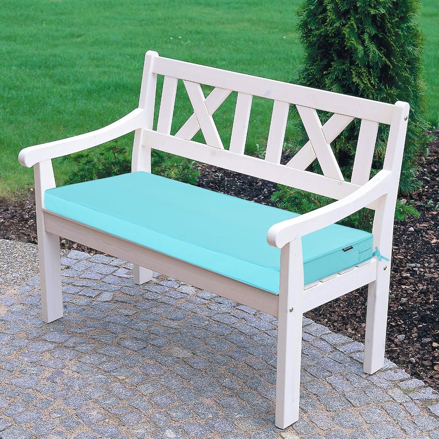 Outdoor Bench Cushions 48 x 18 Inch Thick Waterproof Porch Swing Cushions with Tie Patio Furniture Chair Cushion Bench Pad 5 Year Color Fastness Backyard Seat Pads Navy