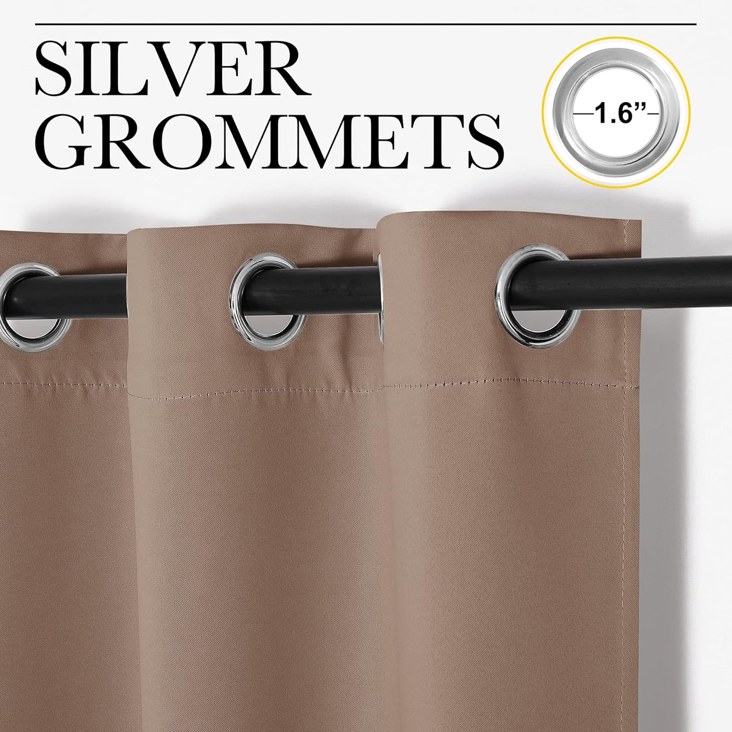 NICETOWN Halloween Pitch Black Solid Thermal Insulated Grommet Blackout Curtains/Drapes for Bedroom Window (2 Panels, 42 inches Wide by 63 inches Long, Black) - Colors D