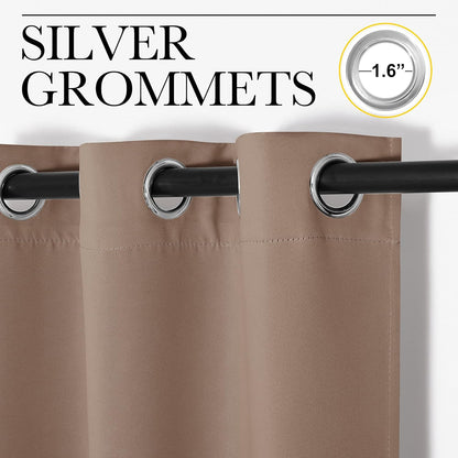NICETOWN Halloween Pitch Black Solid Thermal Insulated Grommet Blackout Curtains/Drapes for Bedroom Window (2 Panels, 42 inches Wide by 63 inches Long, Black) - Colors D