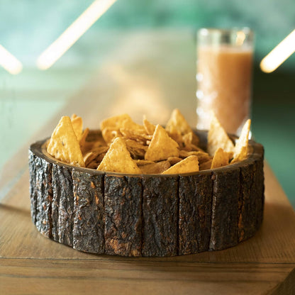 GoCraft Wood Potpourri Bowl with Tree Bark, Small, 6" Diameter x 3" Height, Wooden Decorative Bowl