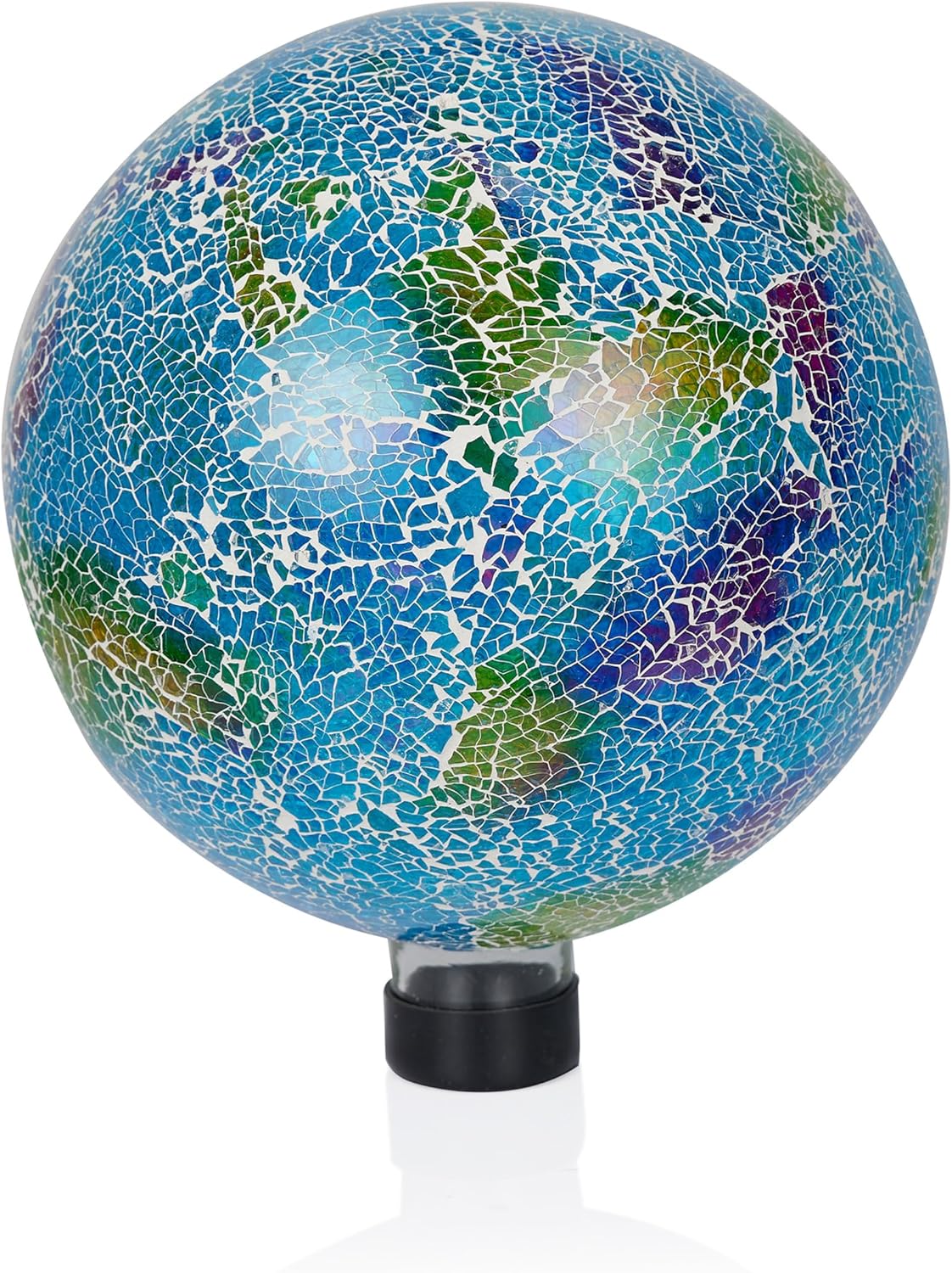 Alpine Corporation 10" Diameter Indoor/Outdoor Glass Mosaic Gazing Globe Yard Decoration, Purple Pearlized Petals Design