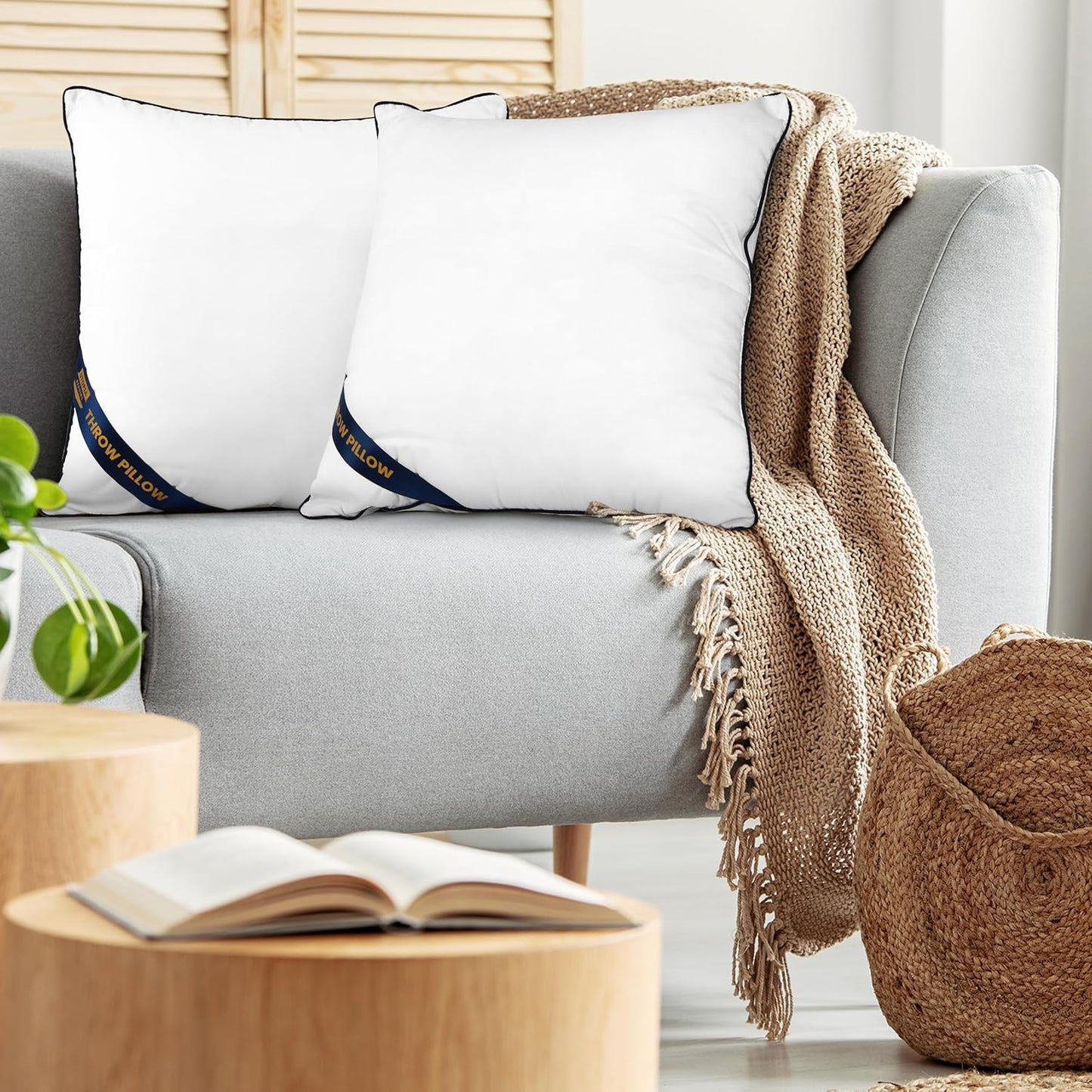 Utopia Bedding Throw Pillow Inserts (Pack of 4, White), 18 x 18 Inches Decorative Indoor Pillows for Sofa, Bed, Couch, Cushion Sham Stuffer