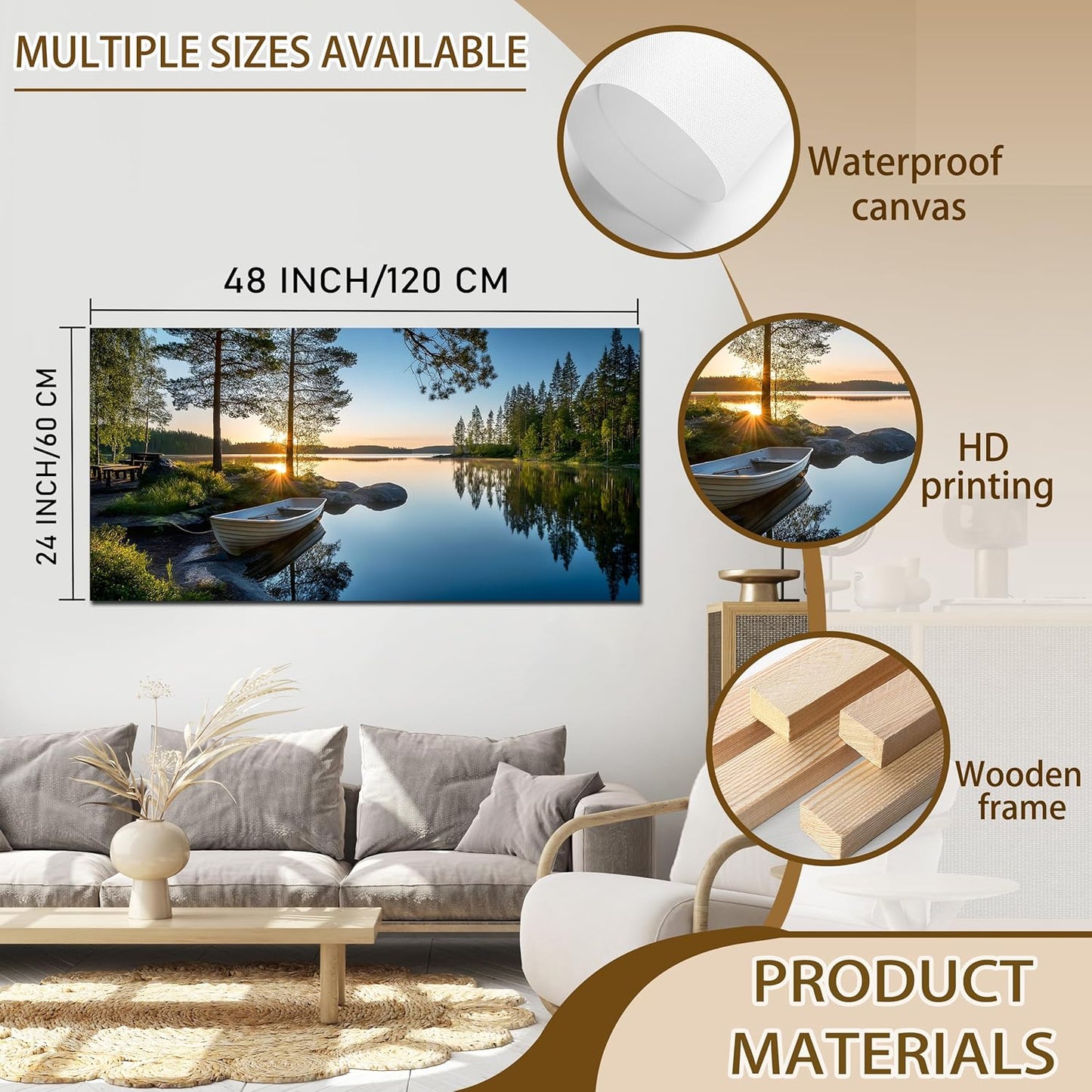 SSNEEKNDG Large Green Landscape Canvas Wall Art for Living Room Forest Lake Sunset Canvas Prints Nature Scenery Artwork for Bedroom Office Home Decor Ready to Hang 20x40 Inch