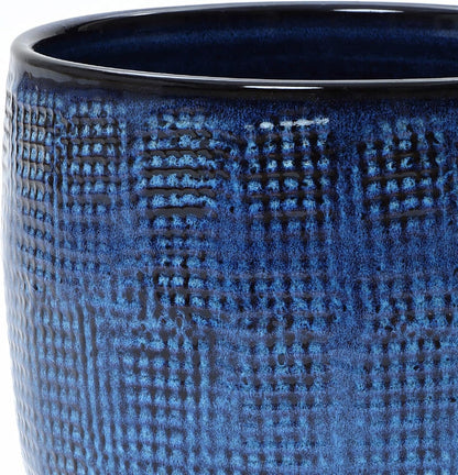 LuxenHome 15.75" Dia Large Ceramic Pots for Plants, Blue Glazed Planters for Outdoor Plants, Round Indoor Flower Pots with Drainage Hole and Rubber Plug for Home Garden Patio