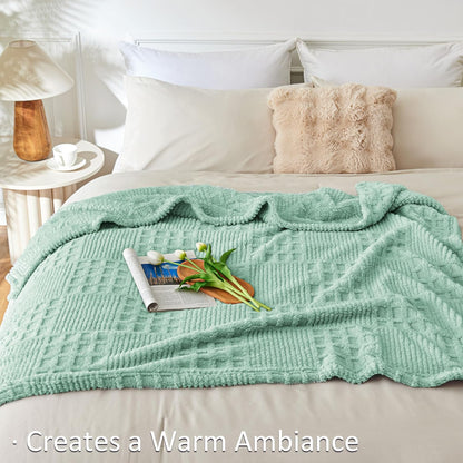 EXQ Home Fleece Throw Blanket for Couch or Bed - 3D Imitation Turtle Shell Jacquard Decorative Blankets - Cozy Soft Lightweight Fuzzy Flannel Blanket Suitable for All Seasons(50"×60",Beige)