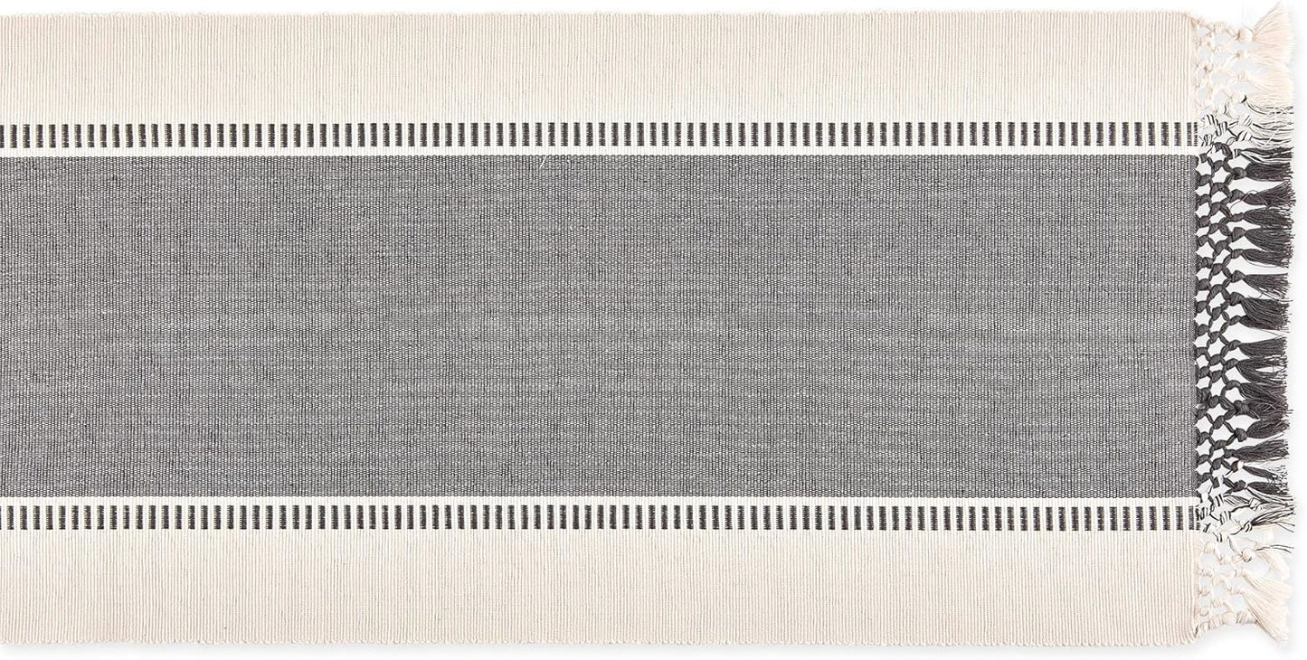 DII Dobby Stripe Woven Table Runner, 13x72-inch, French Blue