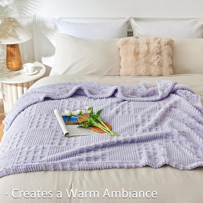 EXQ Home Fleece Throw Blanket for Couch or Bed - 3D Imitation Turtle Shell Jacquard Decorative Blankets - Cozy Soft Lightweight Fuzzy Flannel Blanket Suitable for All Seasons(50"×60",Beige)