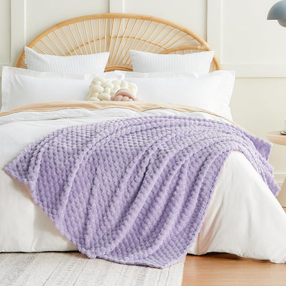 EXQ Home Fleece Throw Blanket for Couch or Bed - 3D Imitation Turtle Shell Jacquard Decorative Blankets - Cozy Soft Lightweight Fuzzy Flannel Blanket Suitable for All Seasons(50"×60",Beige)