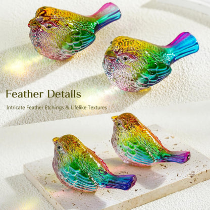 H&D HYALINE & DORA Blue Glass Bird Figurines Bird Gifts for Bird Lovers Women Crystal Glass Animal Figurine Collectible for Home Shelf Decor
