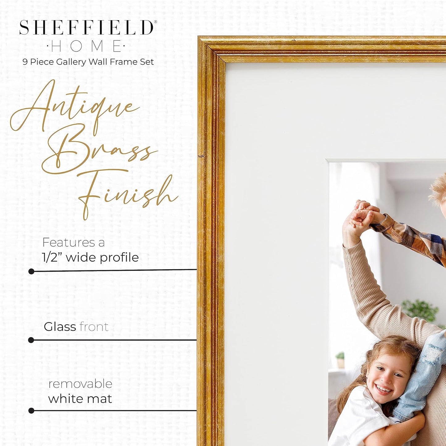 Sheffield Home 9 Piece Gallery Wall Frame Set, 11x14 in. matted to 8x10 in. (Matte Black)