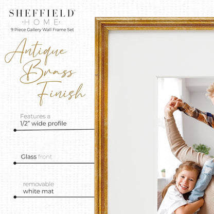 Sheffield Home 9 Piece Gallery Wall Frame Set, 11x14 in. matted to 8x10 in. (Matte Black)
