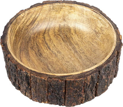 GoCraft Wood Potpourri Bowl with Tree Bark, Small, 6" Diameter x 3" Height, Wooden Decorative Bowl