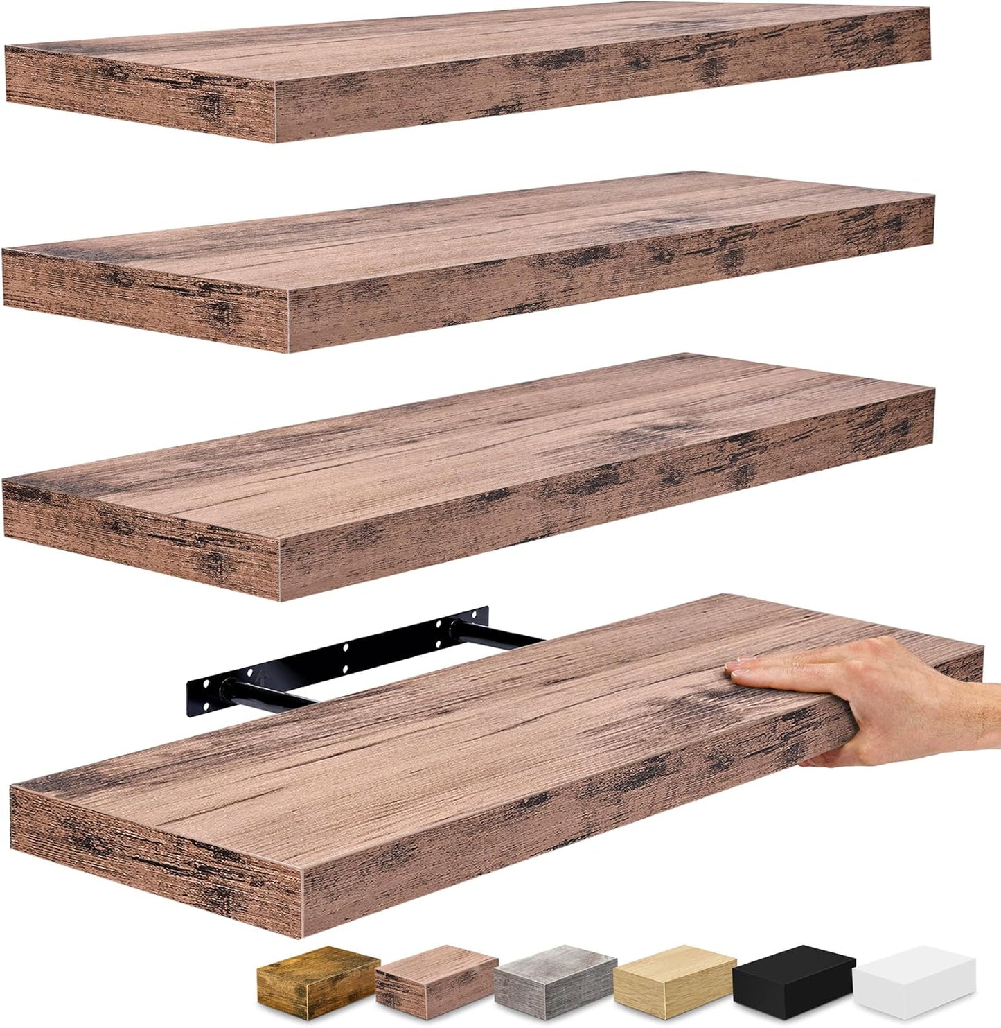 Sorbus Floating Shelves for Wall - 24" Bathroom Shelves, Wall Decor for Bedroom, Kitchen, Living Room, Home Decor & Book Storage - Mounted Floating Shelf with Invisible Brackets (White, 2 Pack)