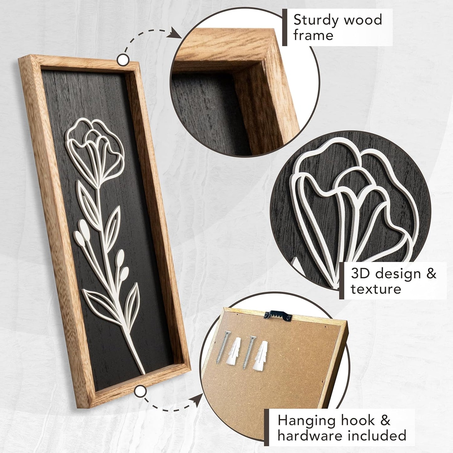 3D Floral Green Wall Art (Set of 2) Lightweight, Wooden Ready-to-Hang Boho Framed Wall Art for Bathroom, Bedroom, Living Room or Office – Premium Sage Green Farmhouse Decor – Gift-Boxed