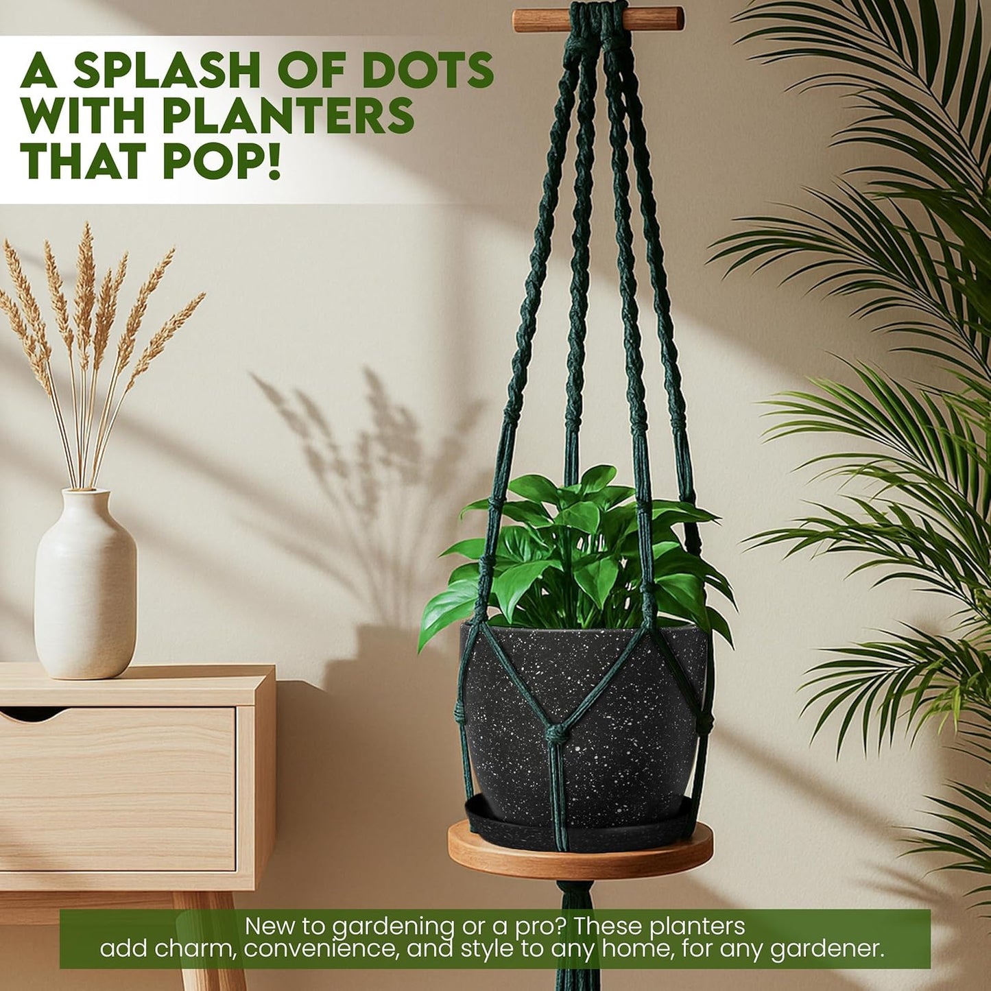 Utopia Home Plant Pots Indoor with Drainage Holes – Set of 5 White Plastic Flower Pots (7/6.6/6/5.3/4.8 Inch) – Modern Planters for Indoor Plants, Room & Office Décor, Great Stocking Stuffers