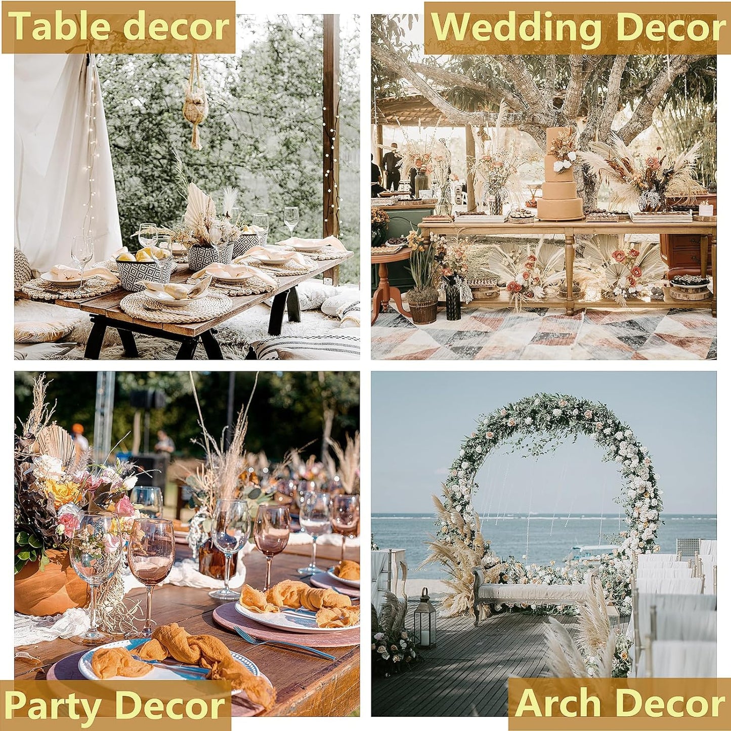 65PCS Pampas Grass Decor, Including pompas Floral, Reed Dried Grass and Bunny Tails Dried Flowers, Natural Dried Pampas Grass Bouquet for Boho Decor Wedding, Home Decoration