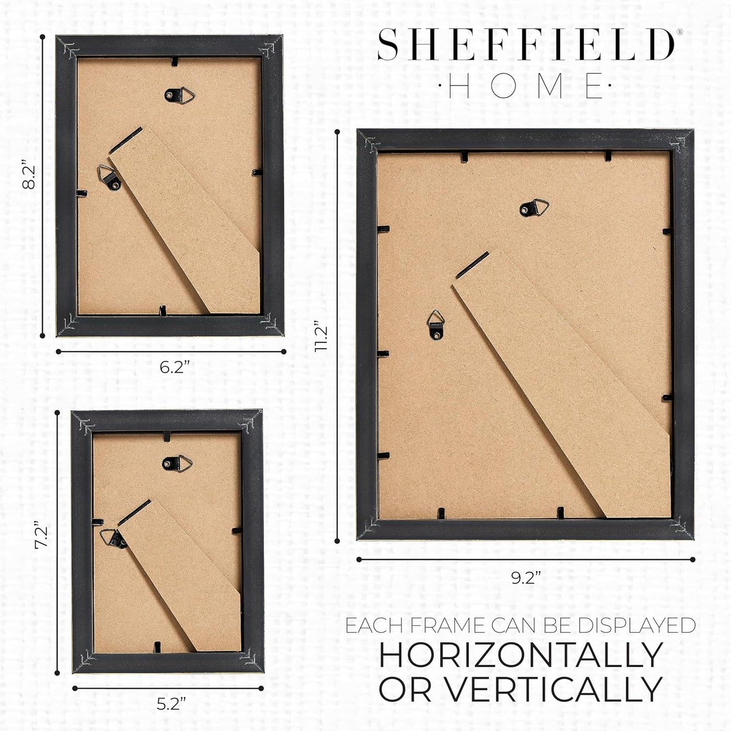 Sheffield Home 9 Piece Gallery Wall Frame Set, 11x14 in. matted to 8x10 in. (Matte Black)