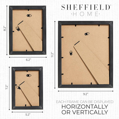 Sheffield Home 9 Piece Gallery Wall Frame Set, 11x14 in. matted to 8x10 in. (Matte Black)