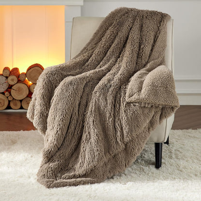 Bedsure GentleSoft Fluffy Fuzzy Faux Fur Throw Blanket for Couch, Soft Sherpa Fleece Cozy Gifts for Women, Plush Bed Blanket Room Decor for Men, Thick Warm Minky Teen Gifts Winter Bedding