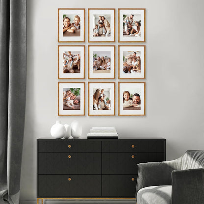 Sheffield Home 9 Piece Gallery Wall Frame Set, 11x14 in. matted to 8x10 in. (Matte Black)