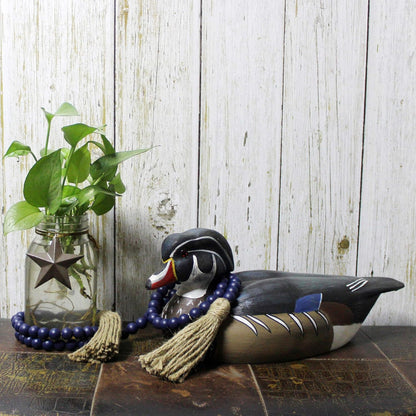 CVHOMEDECO. Wood Beads Garland with Tassels Farmhouse Rustic Wooden Prayer Bead String Wall Hanging Accent for Home Festival Decor. Mix Distressed