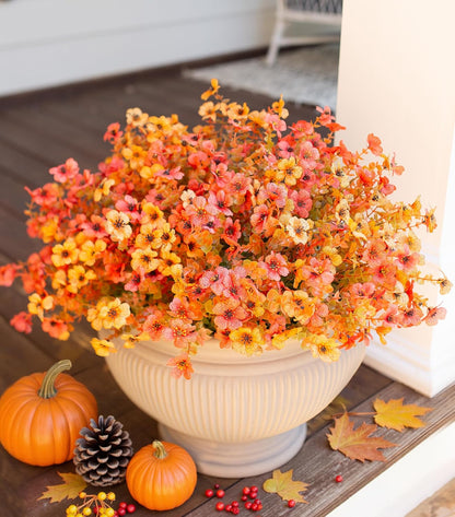 HyeFlora Artificial Flowers for Outdoor Indoor Garden Home Decoration, Faux Flower Daisy with Eucalyptus Leaves Fake Plants Greenery Boxwood Porch Patio, 12 Bundles (Mix Pink Red Purple Yellow)