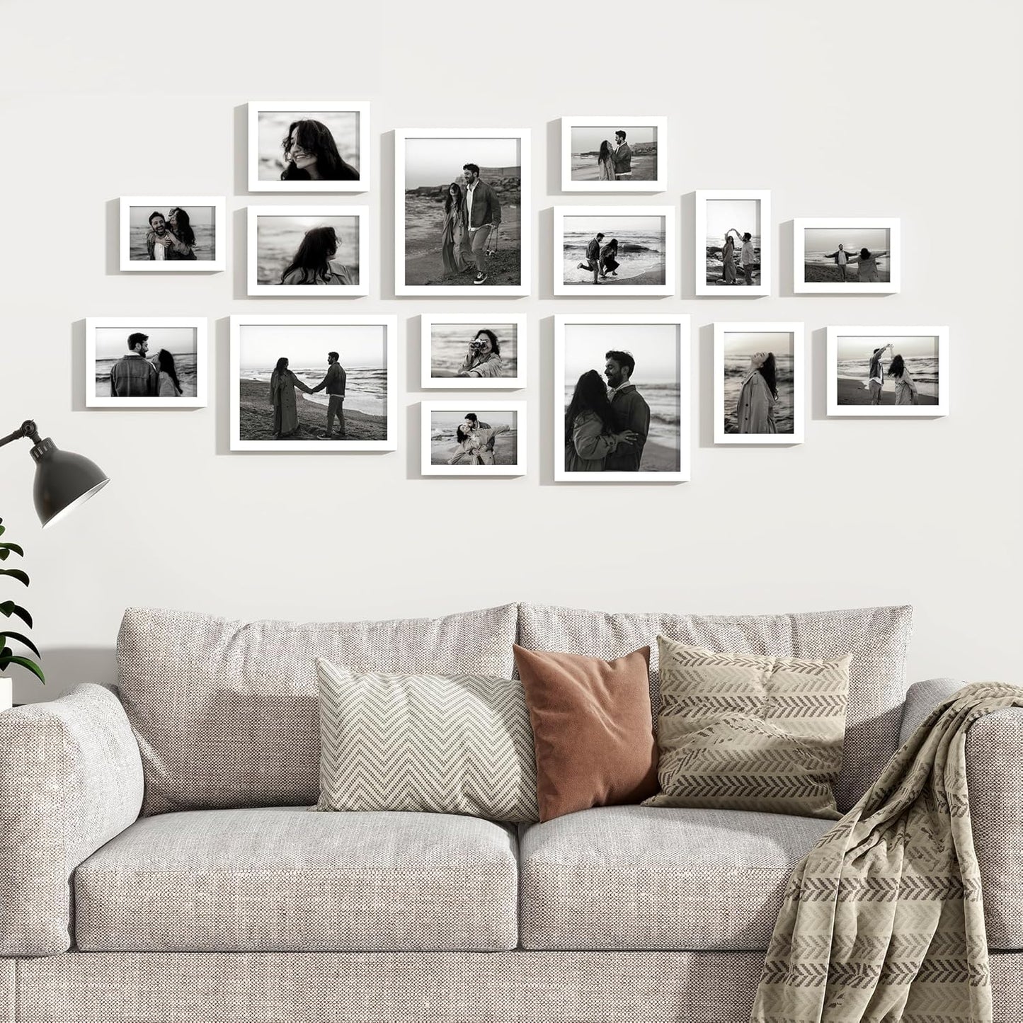 Venusmiles 15 Pack Picture Frames Collage Wall Decor, Gallery Frame Set for Wall Mounting or Tabletop Display, Multi Sizes Including 3pcs 8x10, 6pcs 5x7, 6pcs 4x6, Oak